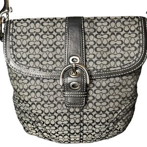 Coach Monogrammed Logo Buckle Small Crossbody Black/White/Silver Hardware
